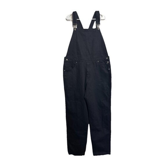 VINTAGE DEADSTOCK Womens Black Jean Denim Overalls Jumpsuit 38x34 Paint 90s Y2k - Picture 1 of 12